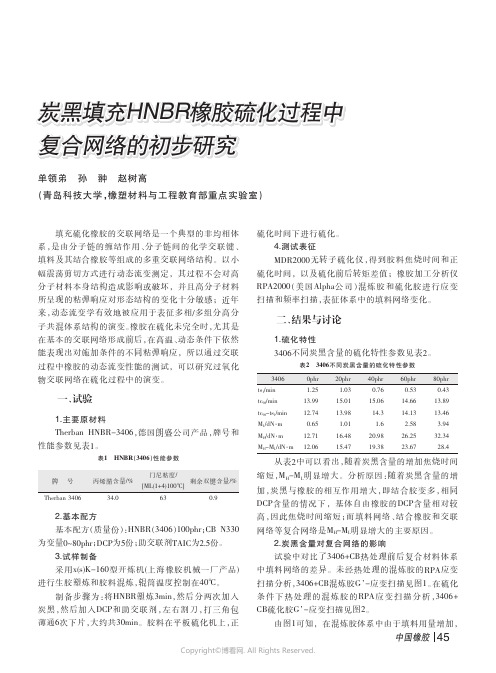 炭黑填充HNBR橡胶硫化过程中复合网络的初步研究