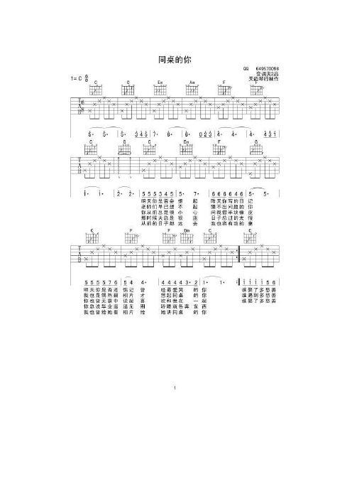 同桌的你吉他谱(图片+txt)