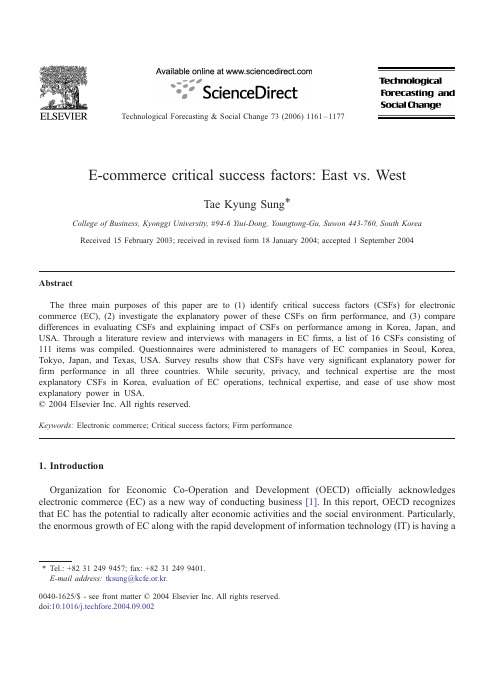 E-commerce critical success factors East vs. West