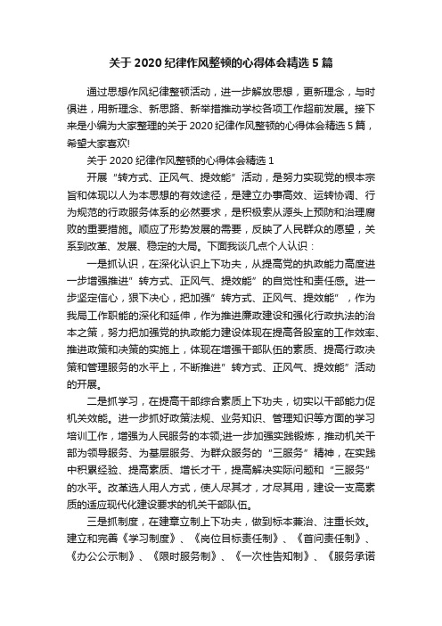 关于2020纪律作风整顿的心得体会精选5篇