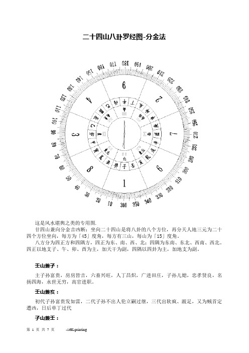 二十四山八卦罗经图-分金法