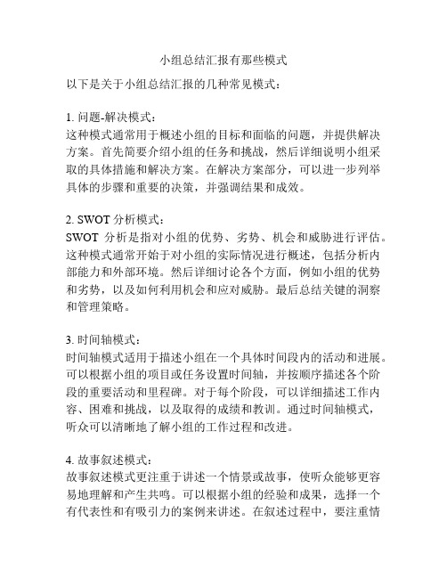 小组总结汇报有那些模式