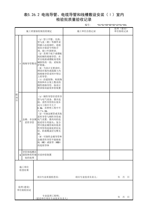 表5.26.2电线导管、电缆导管和线槽敷设