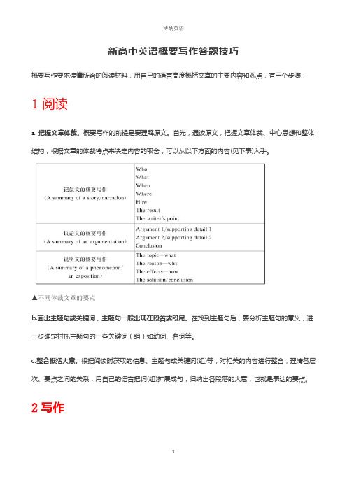 新高考英语概要写作答题技巧