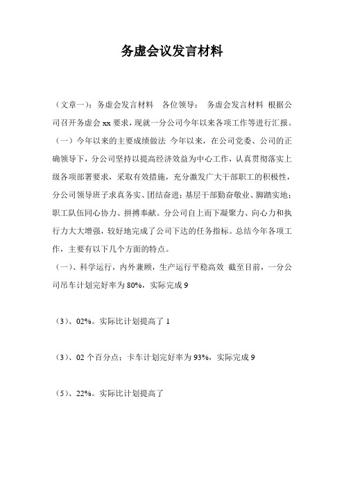 务虚会议发言材料