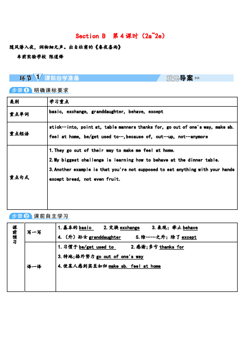 人教版英语九年级下册Unit10_Section B 第4课时 (2a～2e)教案与反思