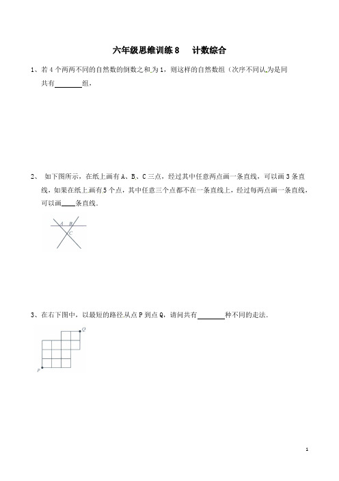 六年级思维专项训练8  计数综合(原卷+解析)