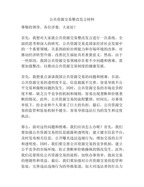 公共资源交易整改发言材料