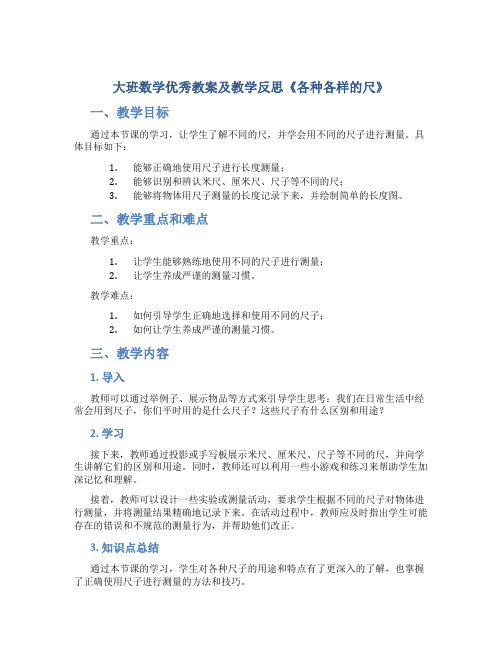 大班数学优秀教案及教学反思《各种各样的尺》