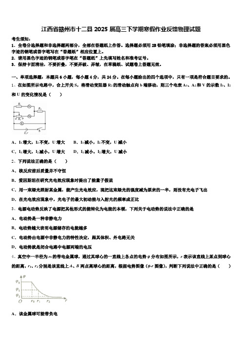 江西省赣州市十二县2025届高三下学期寒假作业反馈物理试题含解析