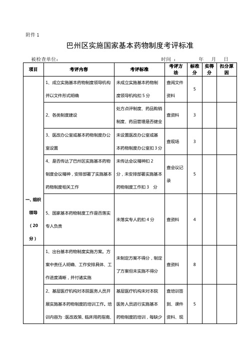 基本药物制度考评标准