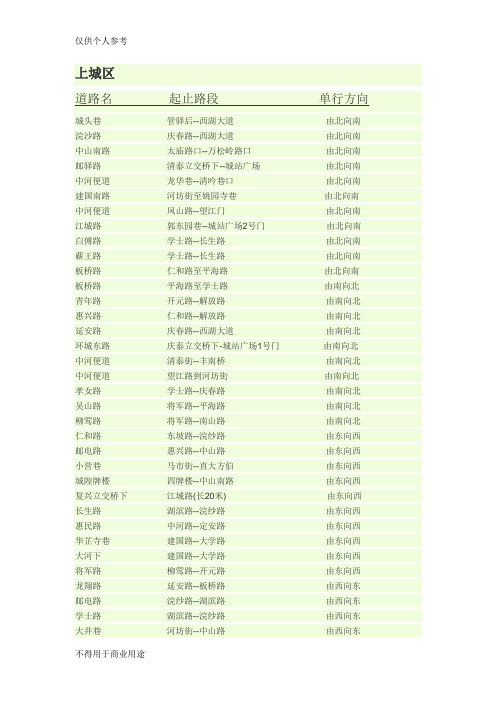 杭州市区单行线
