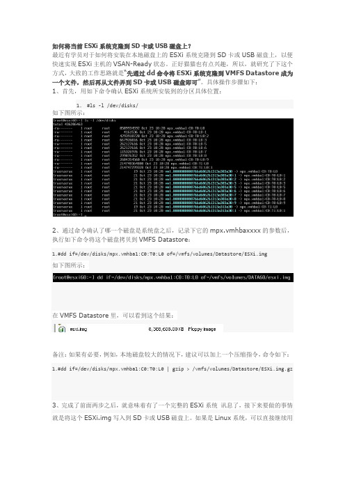 如何将当前ESXi系统克隆到SD卡或USB磁盘上