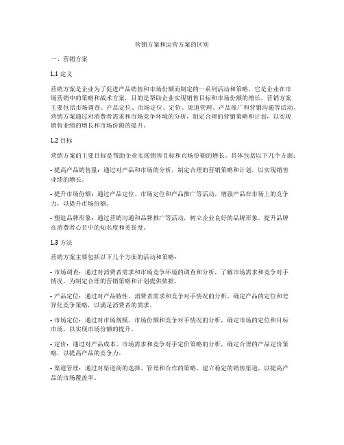 营销方案和运营方案的区别