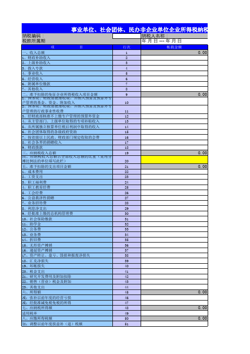 企业所得税纳税申报表模板