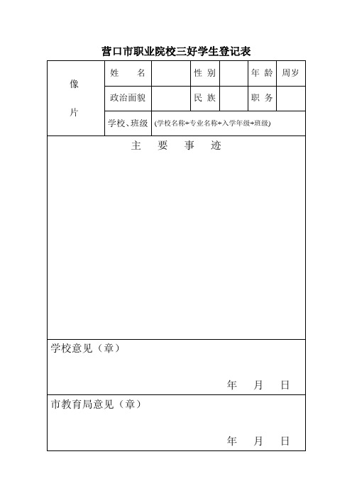 市三好、优干、优秀班级登记表