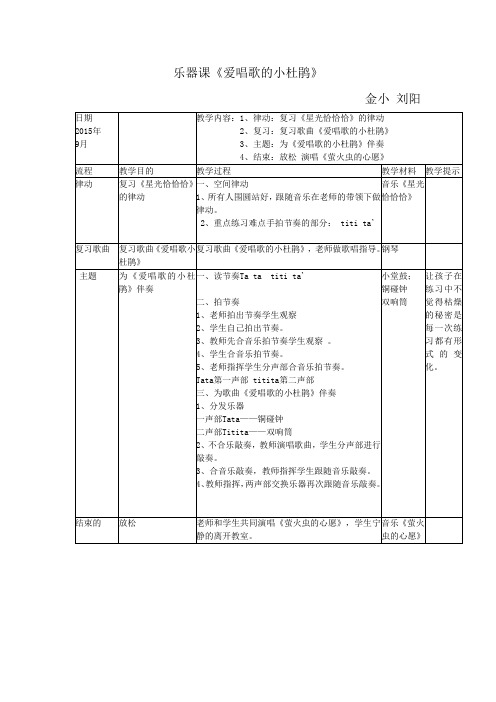 爱唱歌的小杜鹃教案