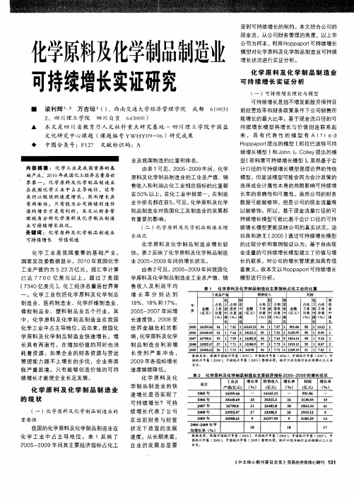 化学原料及化学制品制造业可持续增长实证研究