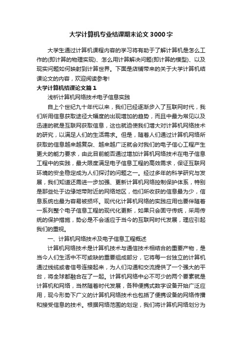 大学计算机专业结课期末论文3000字