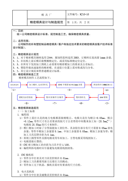 精密模设计与制造规范