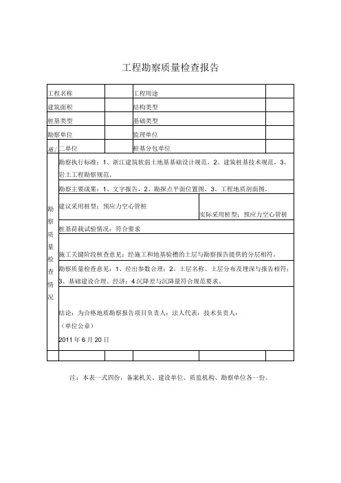 工程勘察质量检查报告