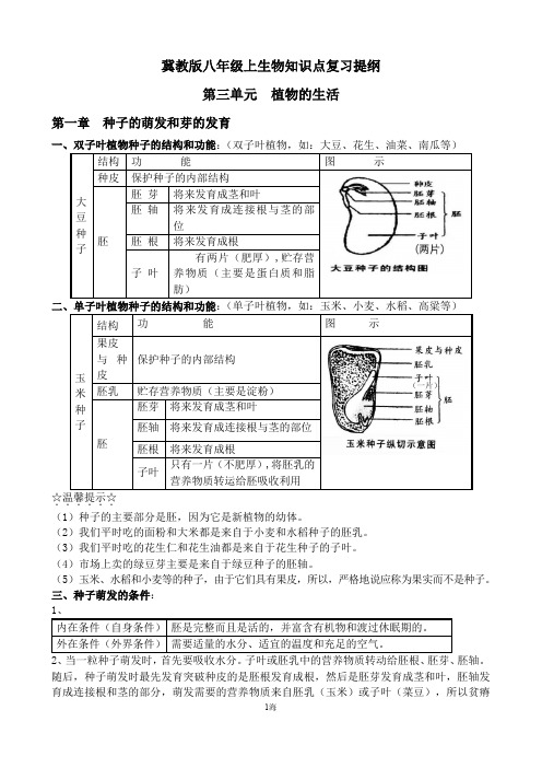 冀教版八年级上生物知识点