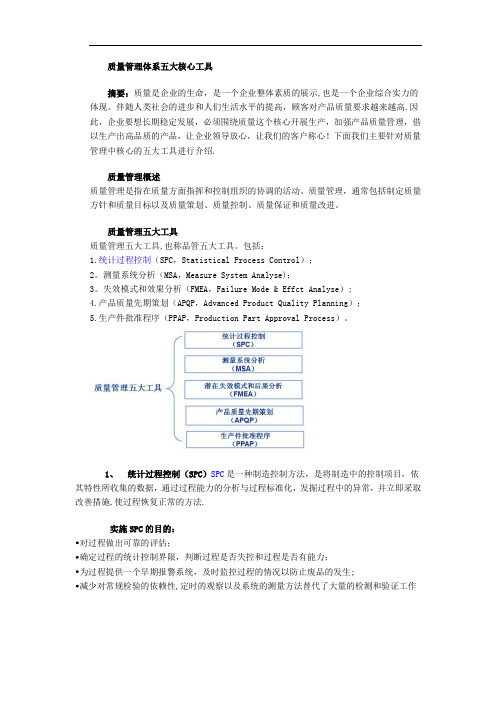 质量管理体系五大核心工具