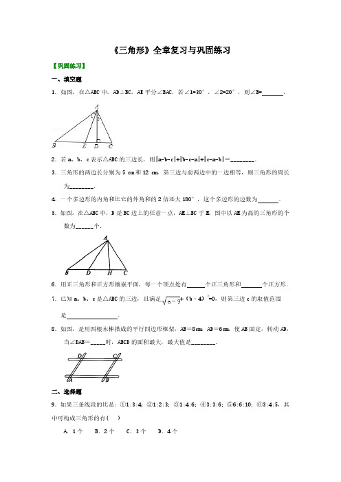 人教版八年级数学上册第十一章《三角形》全章复习与巩固—巩固练习(提高)含答案