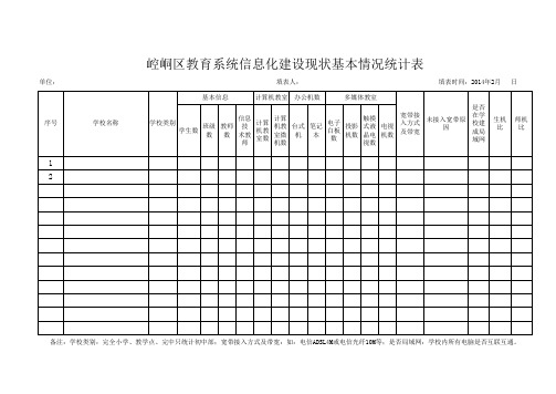 信息化建设基本情况统计表