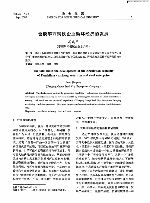 也谈攀西钢铁企业循环经济的发展
