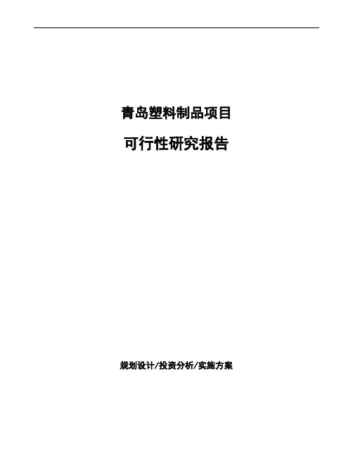 青岛塑料制品项目可行性研究报告