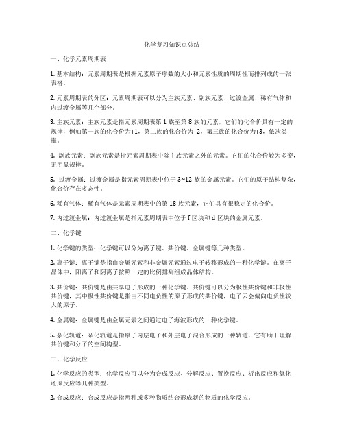 化学复习知识点总结