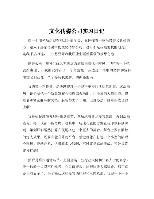 文化传媒公司实习日记