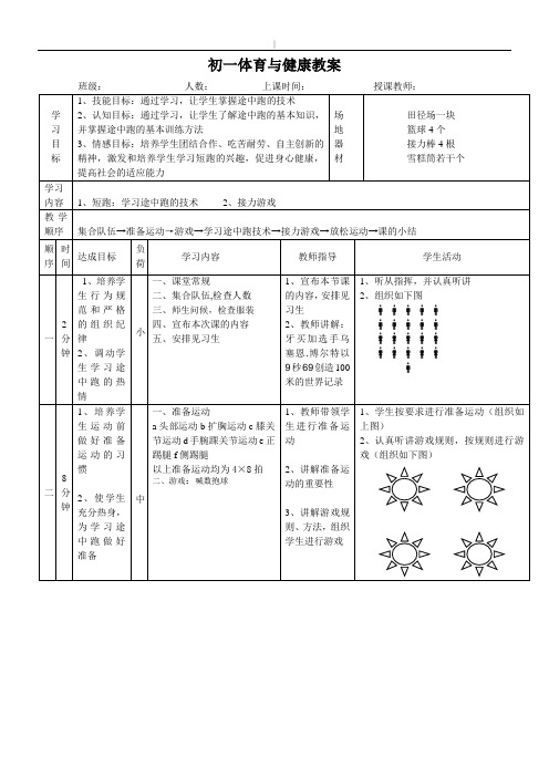 初一体育活动短跑快速跑教学教案