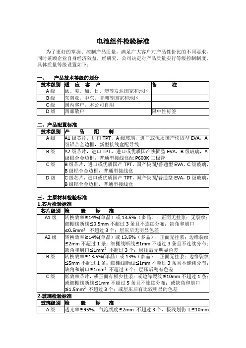 电池组件检验标准