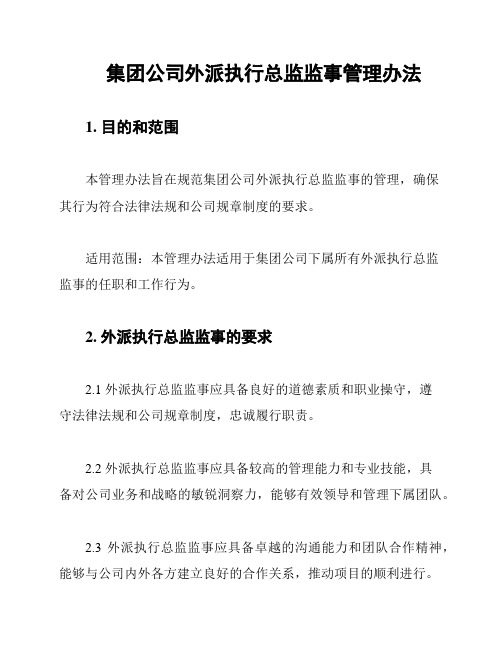 集团公司外派执行总监监事管理办法