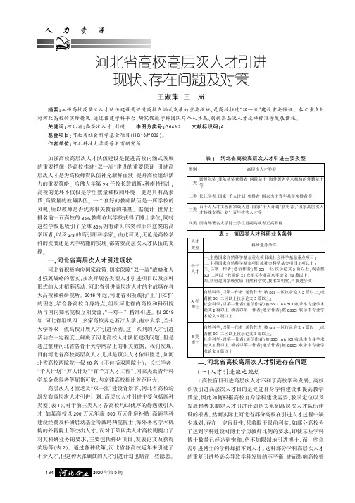 河北省高校高层次人才引进现状、存在问题及对策