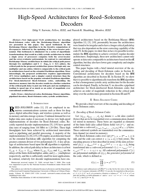 high-speed architectures for reed-solomon decoders