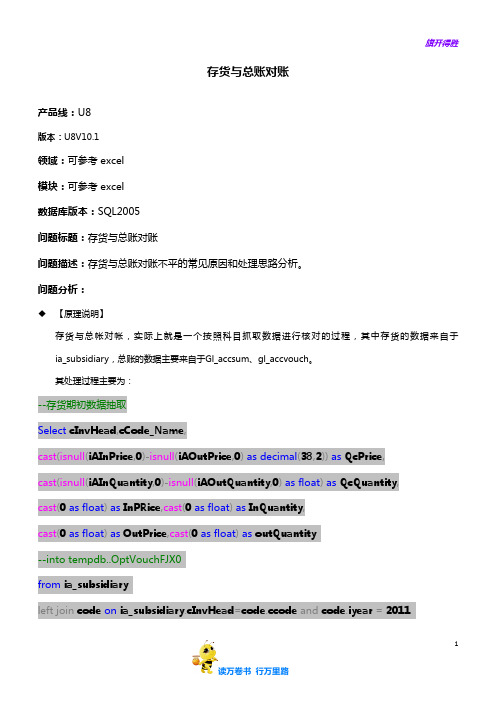 【用友 财务培训】供应链-存货核算-存货与总账对账不平