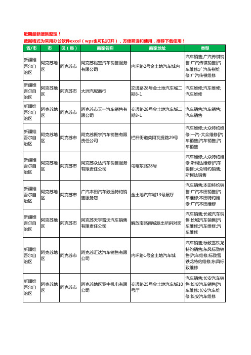 2020新版新疆维吾尔自治区阿克苏地区阿克苏市4S店工商企业公司商家名录名单黄页联系方式电话大全14家