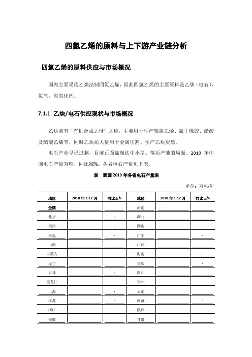 四氯乙烯的原料与上下游产业链分析