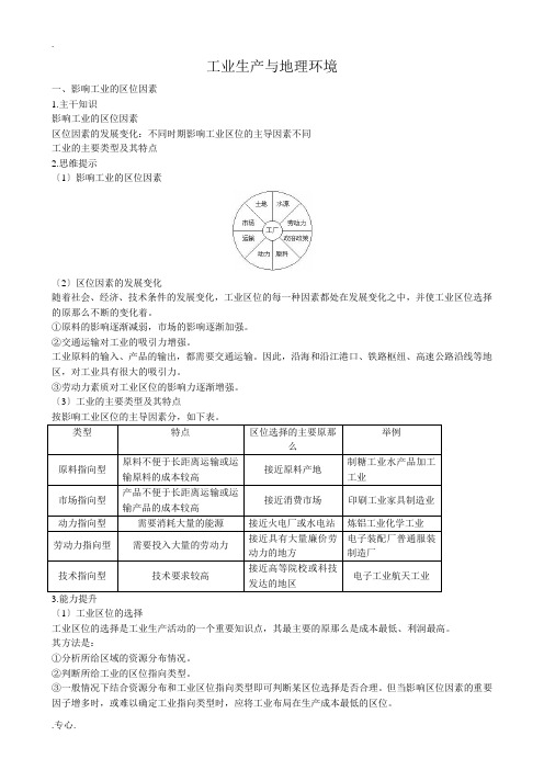 高中地理必修2工业生产与地理环境