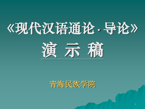 《现代汉语通论导论》 演示稿青海民族学院.ppt