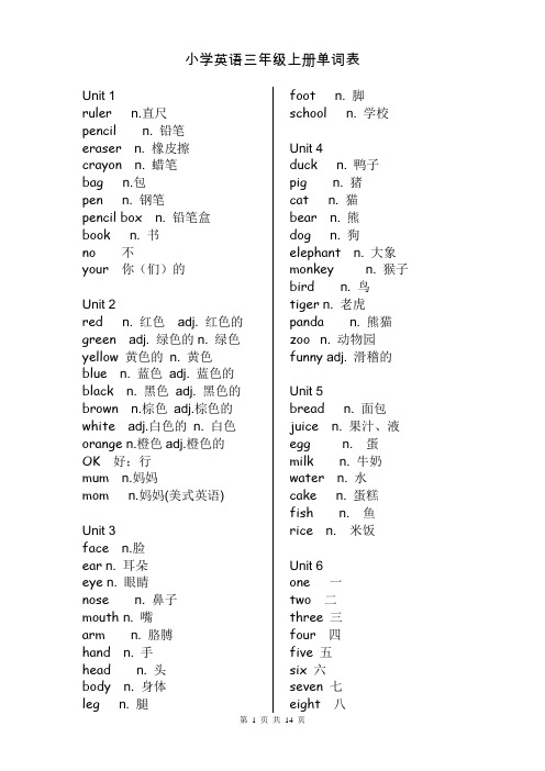 (完整word版)PEP小学英语(3-6年级)单词表