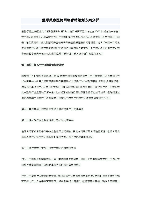 整形美容医院网络营销策划方案分析