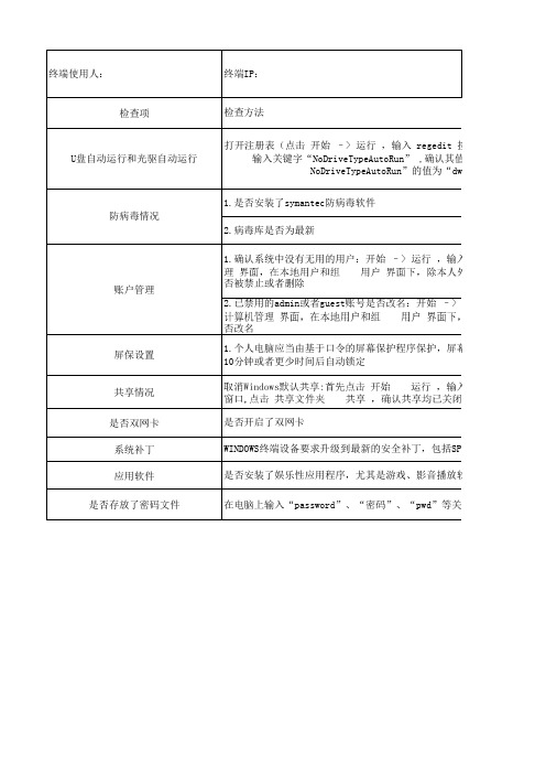 终端安全检查表