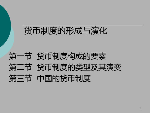 货币制度的形成与演化