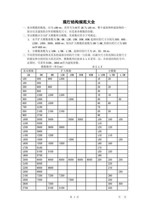 现行结构规范大全