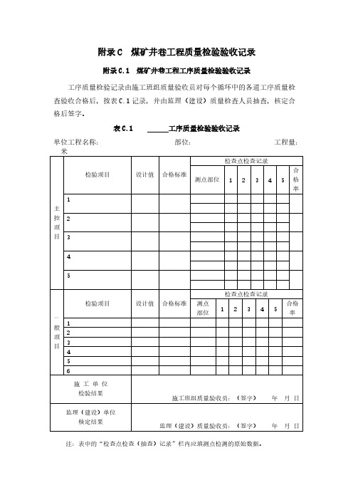 【免费下载】煤矿井巷工程质量验收规范新表格