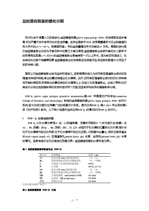 盆腔器官脱垂的量化分期